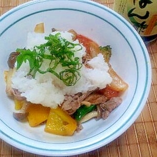 大根おろしでさっぱりいただく野菜炒め